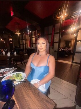 Fashion Nova Blue Gradient Corset Top & High-Waist Panel Leggings Set